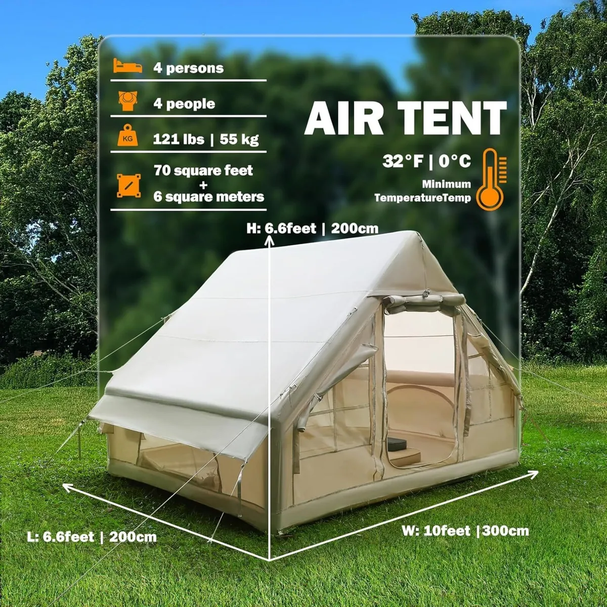 Inflatable Camping Tent with Fireplace Opening - Image 2