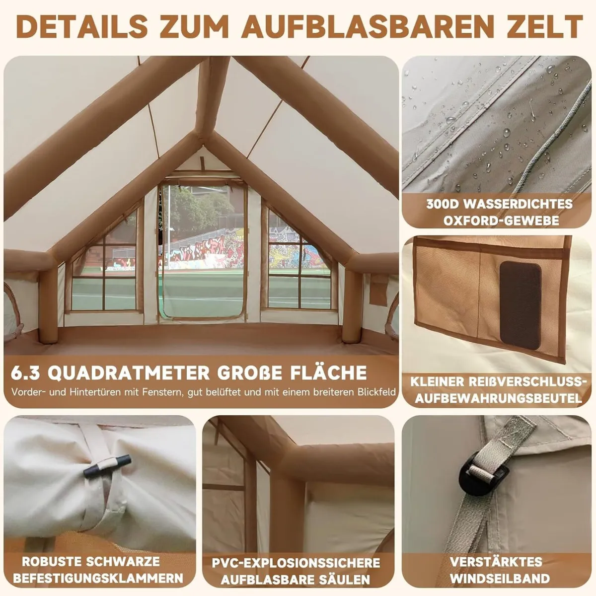 Inflatable Camping Tent with Fireplace Opening - Image 3