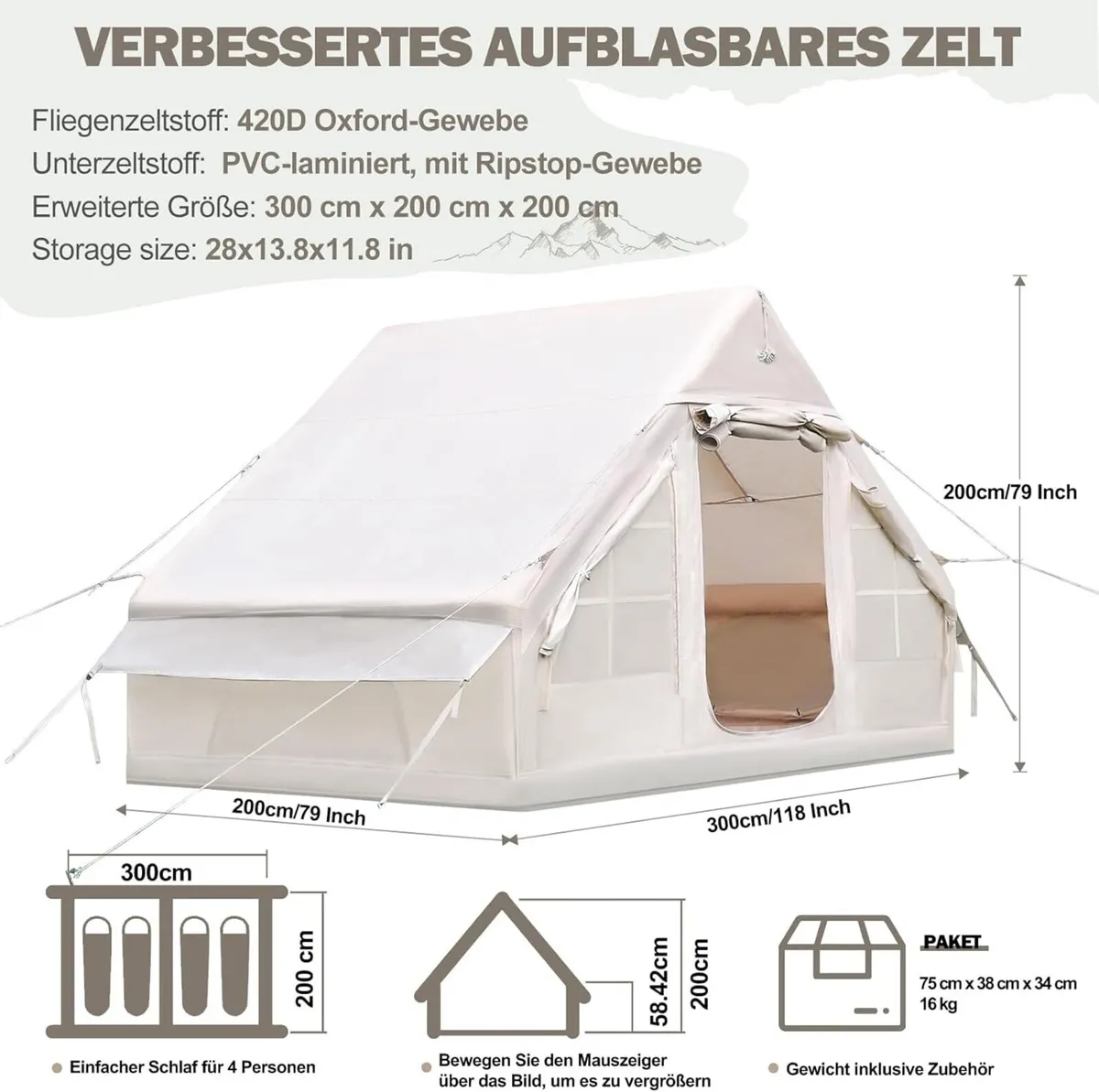Inflatable Camping Tent with Fireplace Opening - Image 4