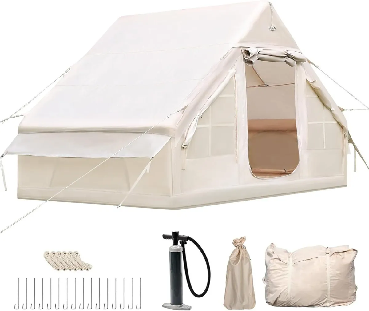 Inflatable Camping Tent with Fireplace Opening - Image 1