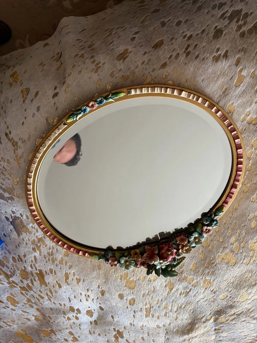 Antique floral mirror - Image 2