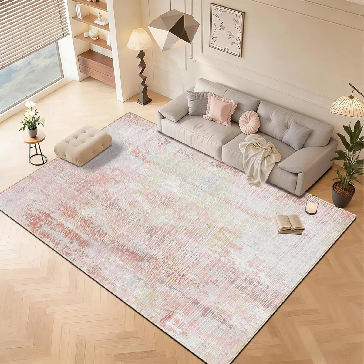 Pink Rugs Living Room 160x200cm Abstract Washable - Image 3