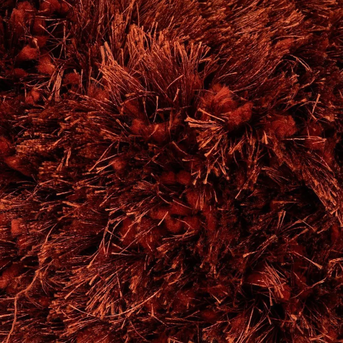 Super Soft Shaggy Fluffy Rust Red Living Room Rug - Image 3