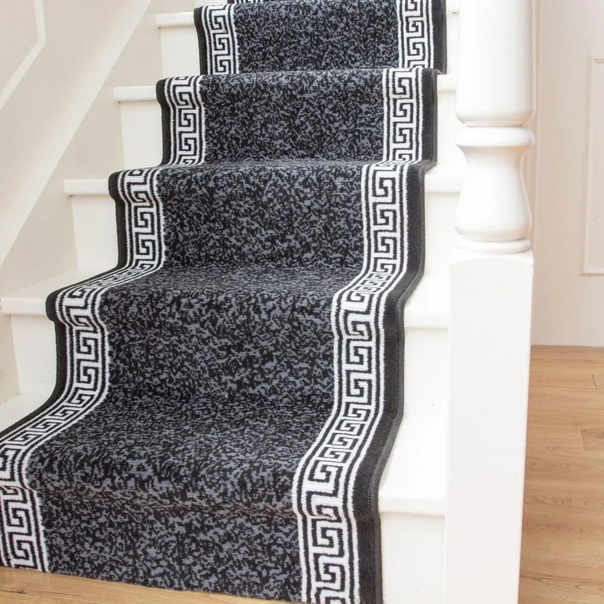 Dark Grey Stair Carpet Durable Graphite Cream - Image 2