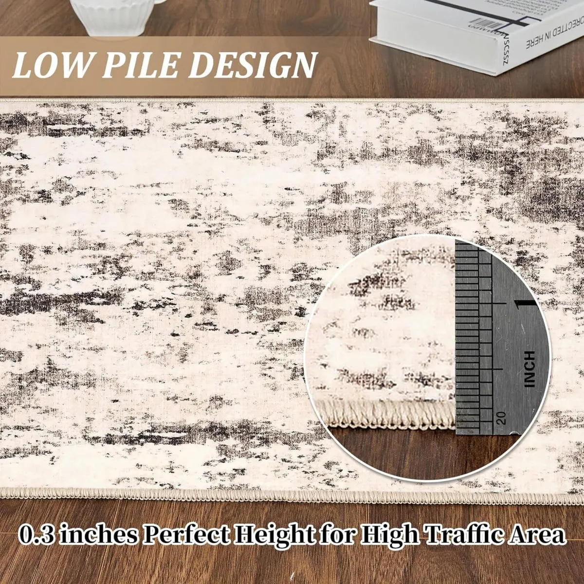 Abstract Blue/Brown Large Area Rugs for Living - Image 3