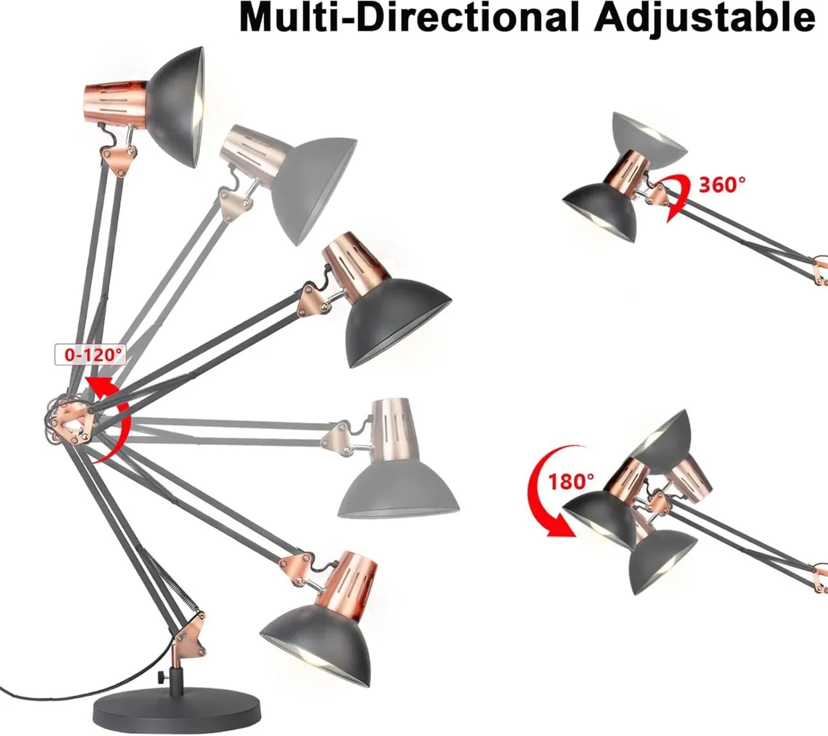 Industrial Table Lamp with Swing Arm Desk Lamps - Image 3