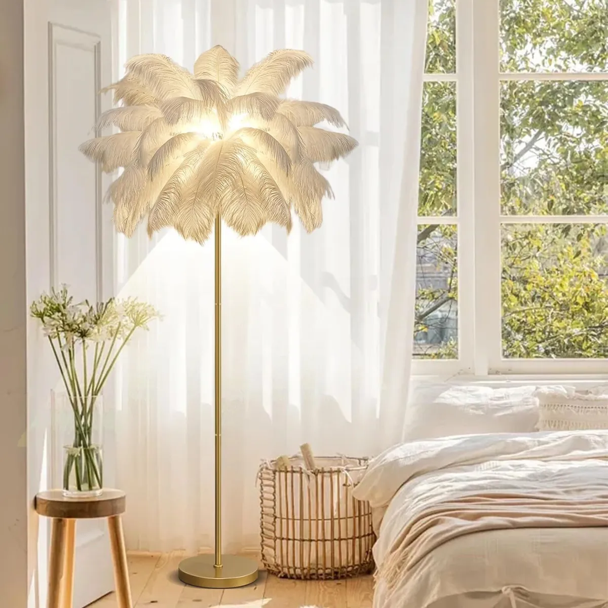 White Feather Floor Lamp Ostrich 3 Color Temperatu - Image 2