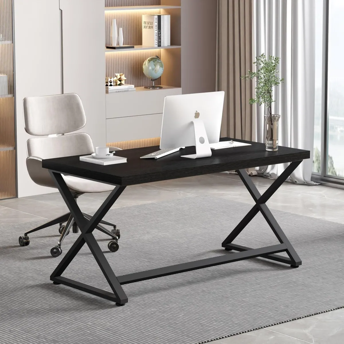 Black Computer Desk Simple Work for Home Office - Image 1