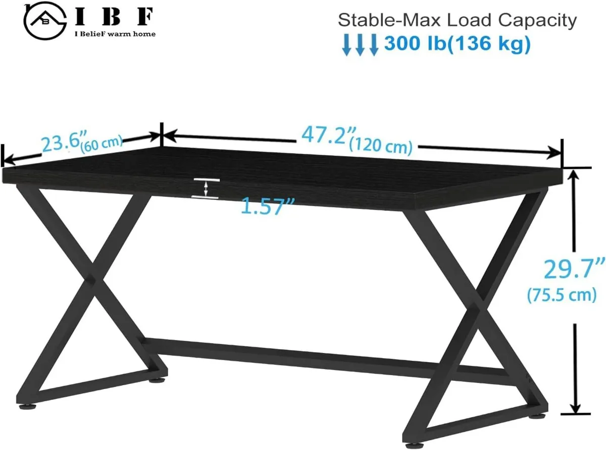 Black Computer Desk Simple Work for Home Office - Image 2