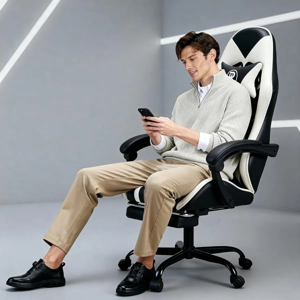 Gaming Chair with Footrest Lumbar Support - Image 2