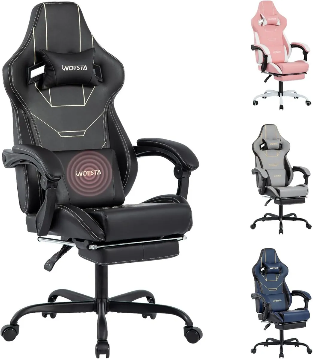Gaming Chair Ergonomic Computer with Headrest and - Image 1