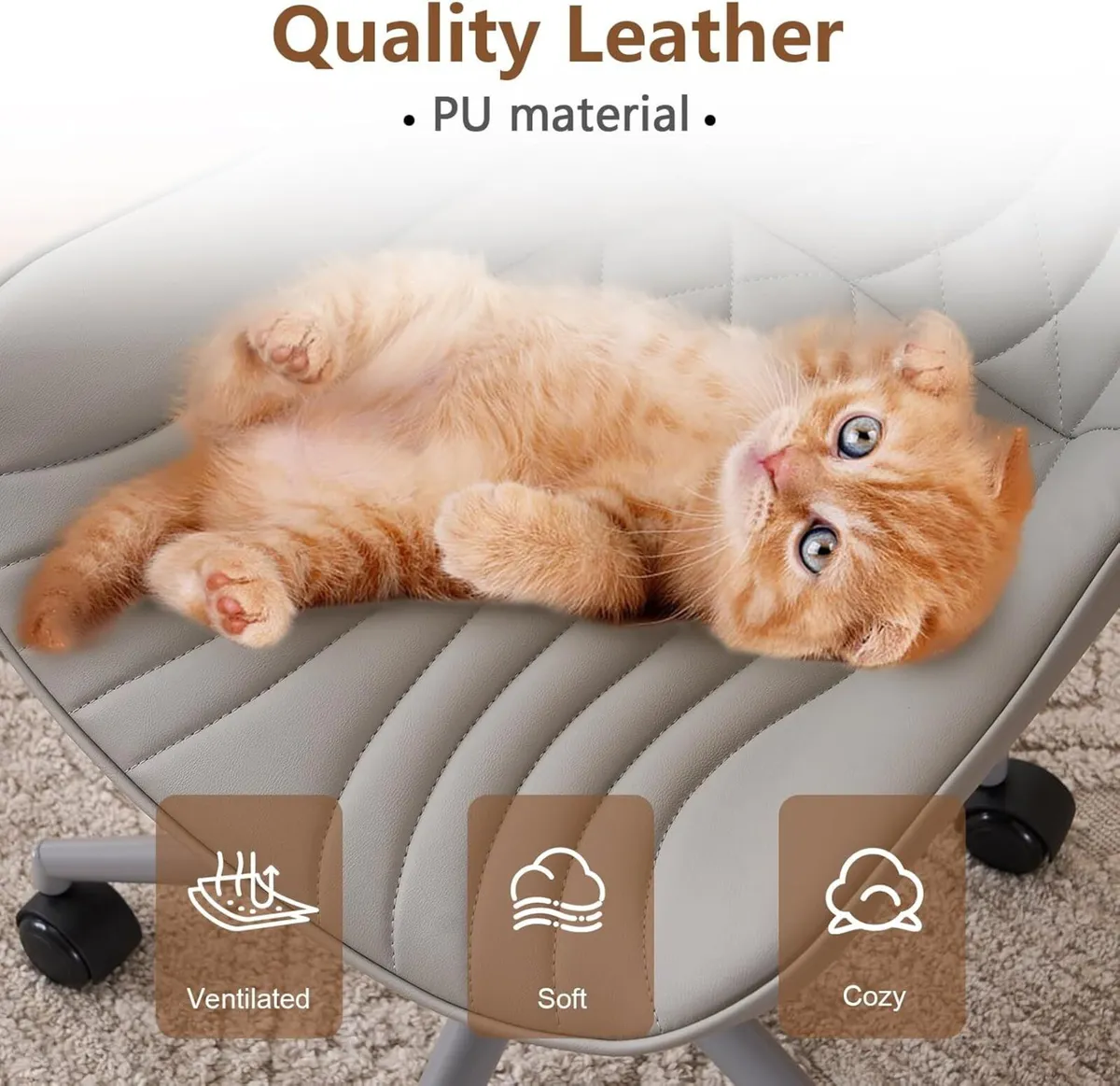 Office Chair Adjustable Ergonomic Desk Armless PU - Image 4