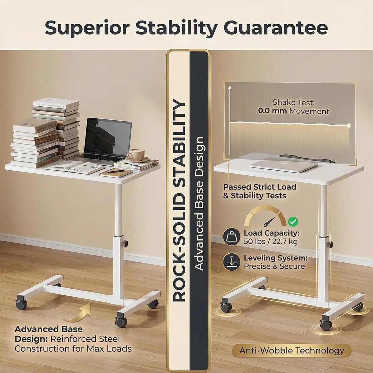 Adjustable Overbed Bedside Table Height 60-95 cm - Image 4