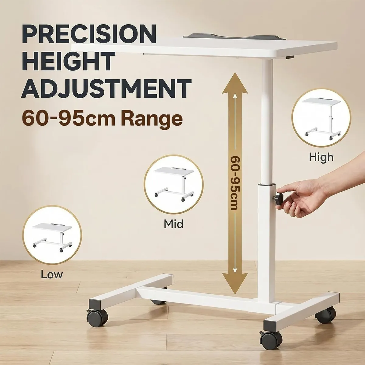 Adjustable Overbed Bedside Table Height 60-95 cm - Image 3