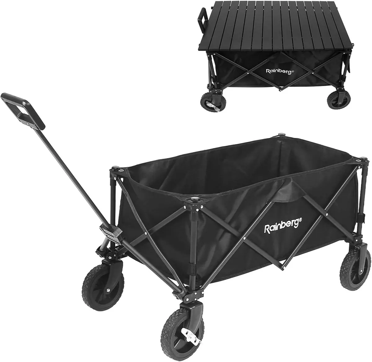 Folding Trolley on Wheels Table Top Cart with - Image 1