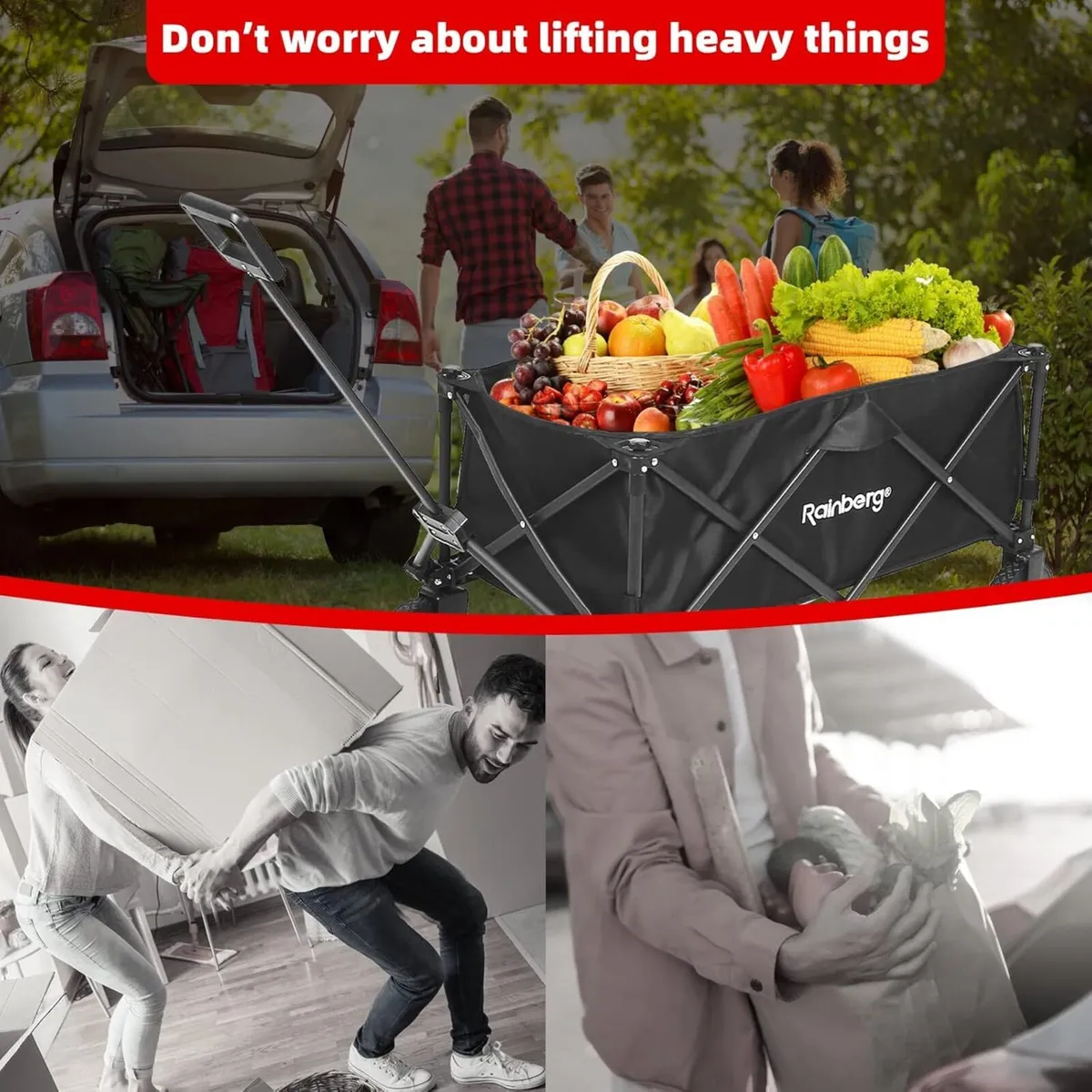 Folding Trolley on Wheels Table Top Cart with - Image 4