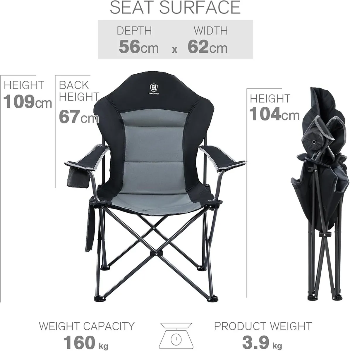 Camping Chairs for Adults Heavy Duty Folding - Image 3