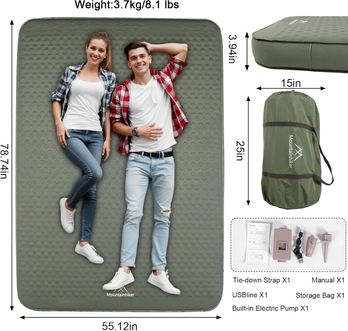 Self Inflating Camping Mat Double with Electric - Image 2