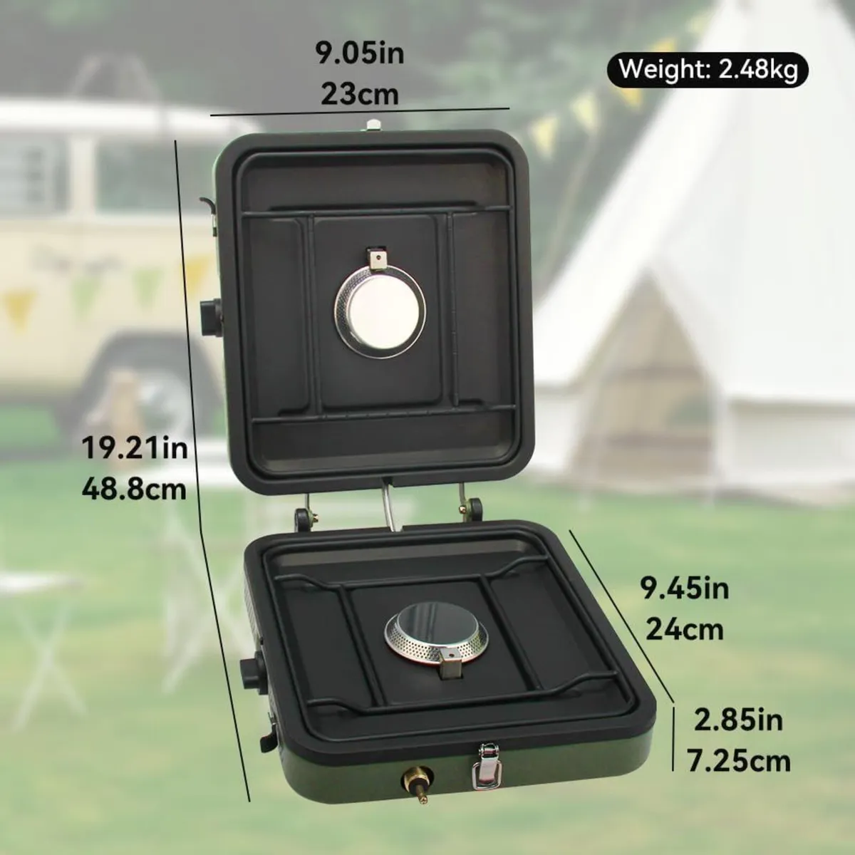 2 Burner Camping Stove with Griddle Pan Portable - Image 3