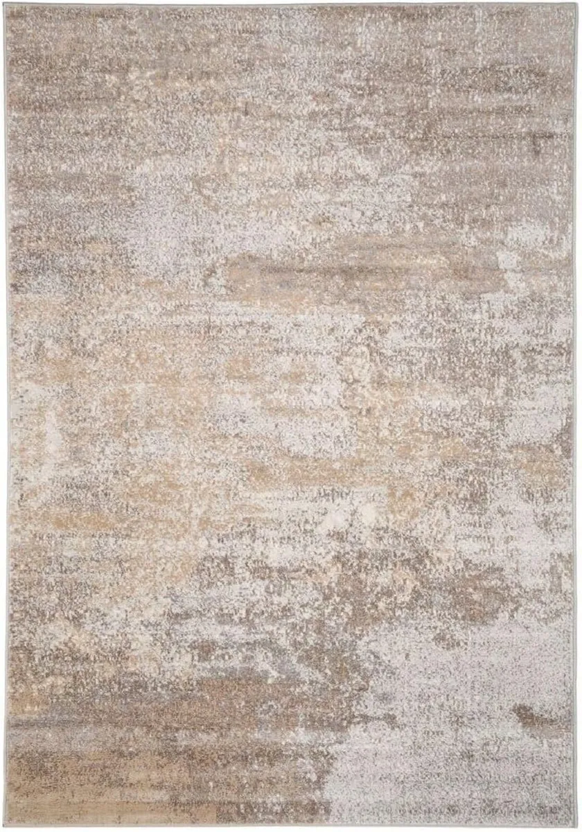 Warm Neutral Greige Abstract Living Room Area Rug - Image 1