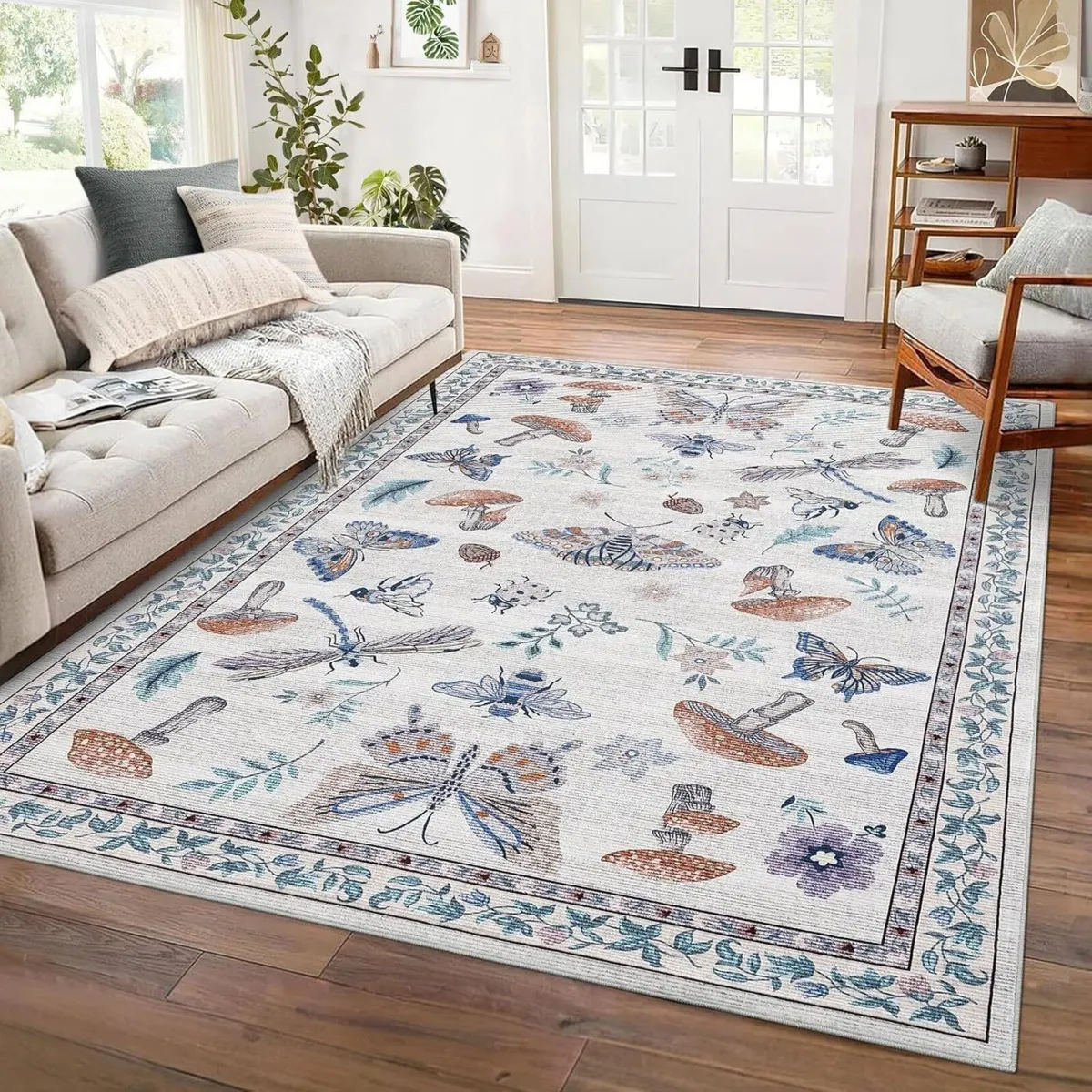 160x230 cm Mushroom Rug Living Room Washable - Image 1