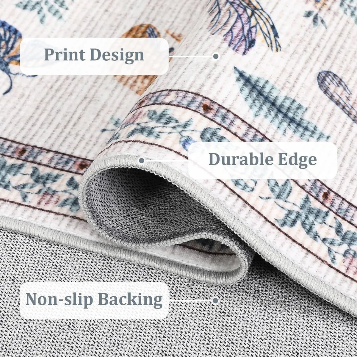 160x230 cm Mushroom Rug Living Room Washable - Image 4