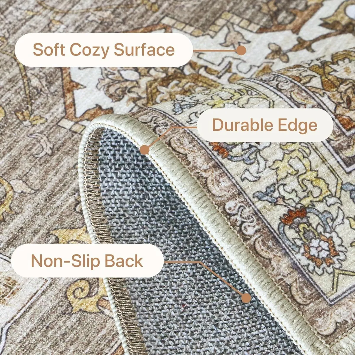 Washable Rug 160x230cm - Large No Pile Non-Slip - Image 4