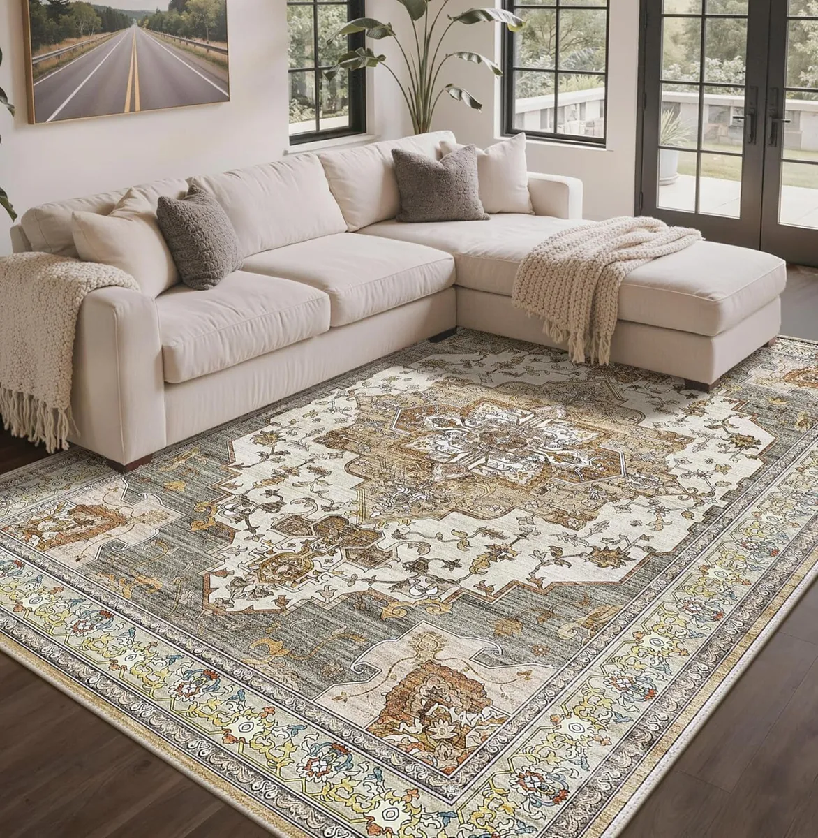 Washable Rug 160x230cm - Large No Pile Non-Slip - Image 1