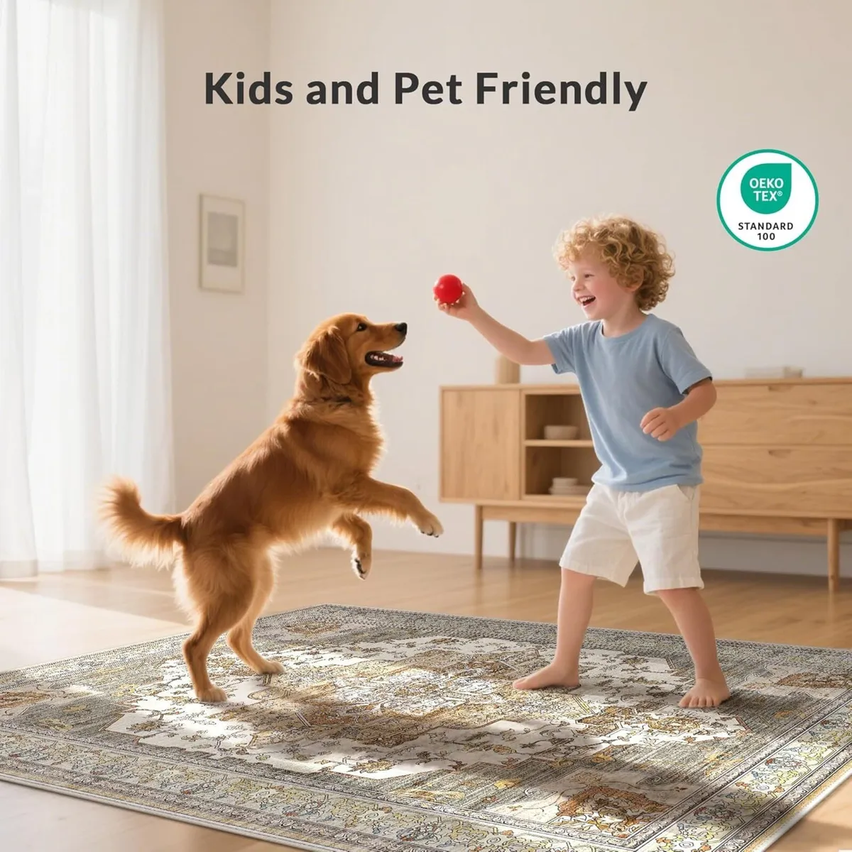 Washable Rug 160x230cm - Large No Pile Non-Slip - Image 3