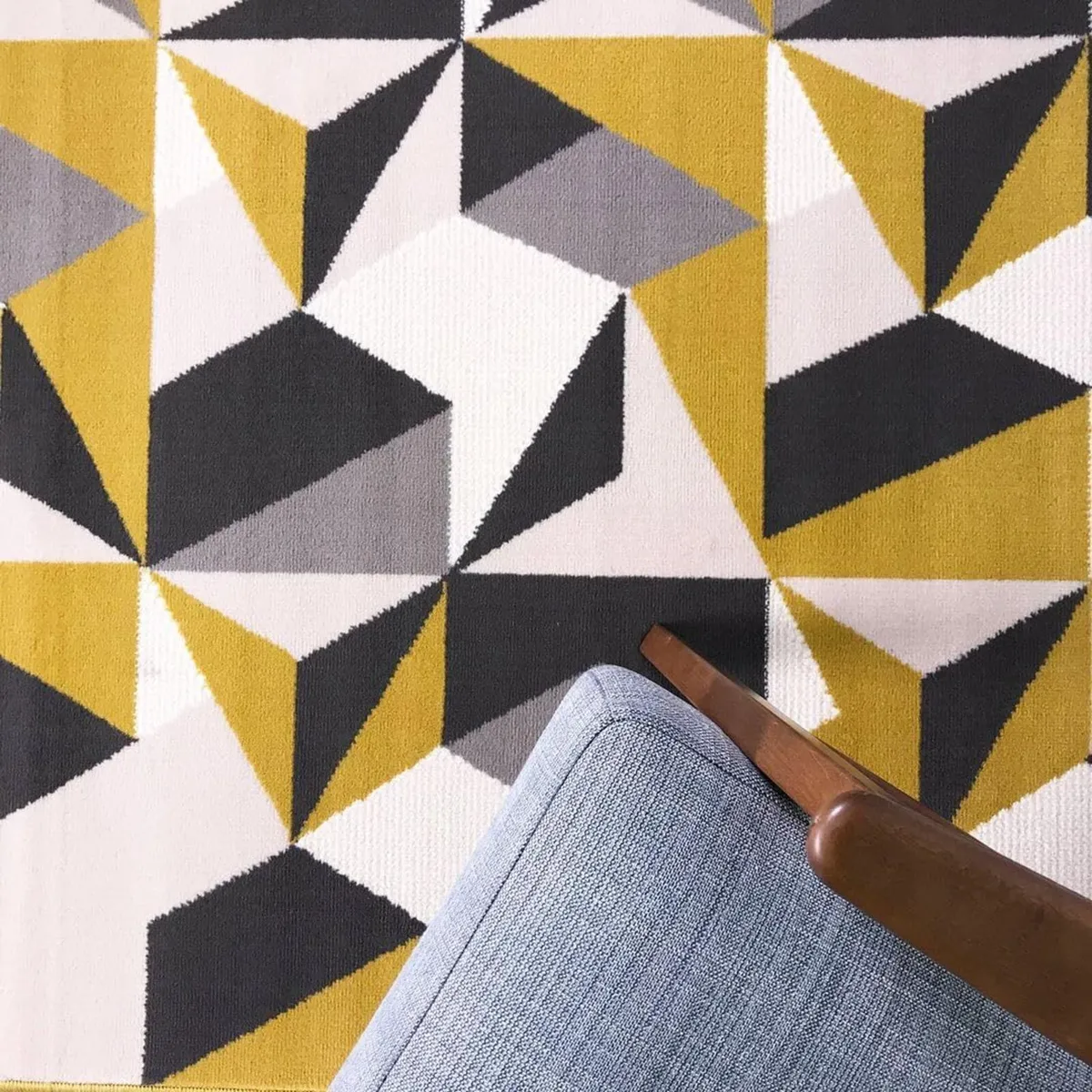 Milan Ochre Mustard Yellow Grey Beige Geometric - Image 3
