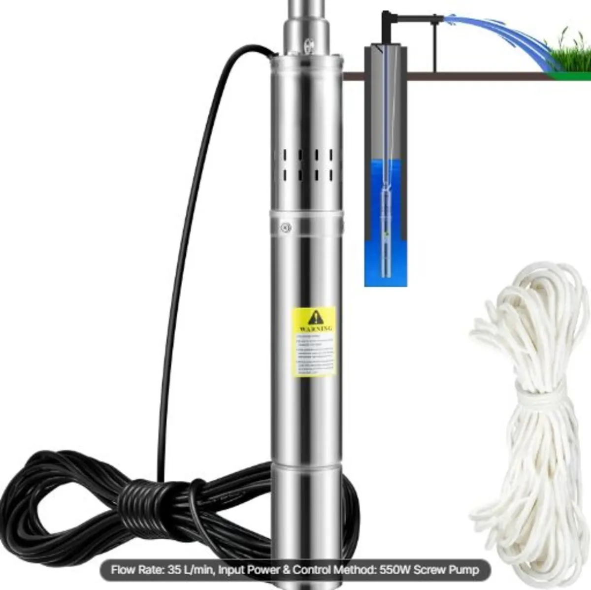 Deep Well Submersible Pump, 550W 230V/50Hz,35L/min - Image 1