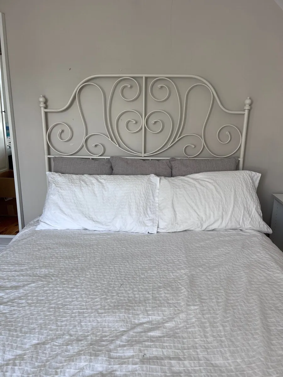 IKEA white metal frame double bed - Image 2