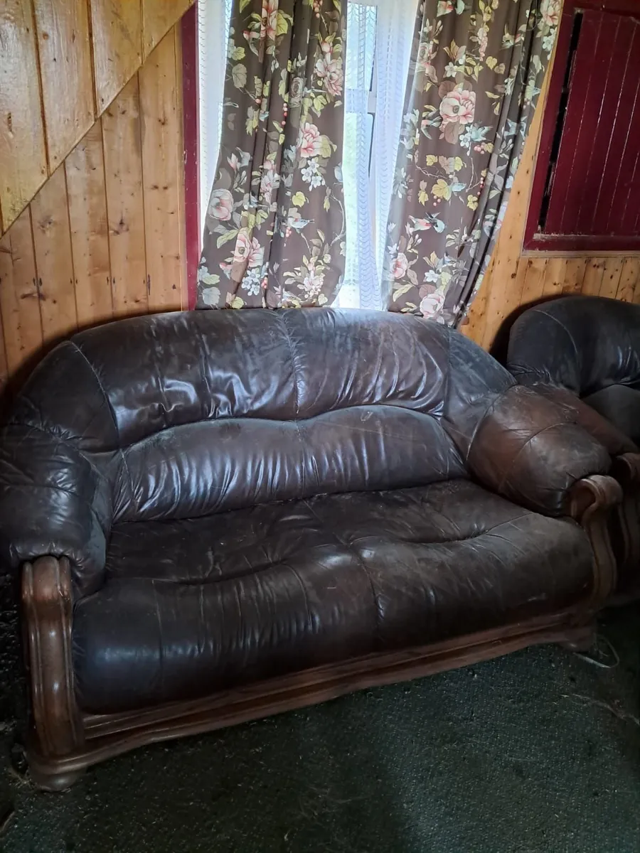 Oak and leather Couches - Image 2