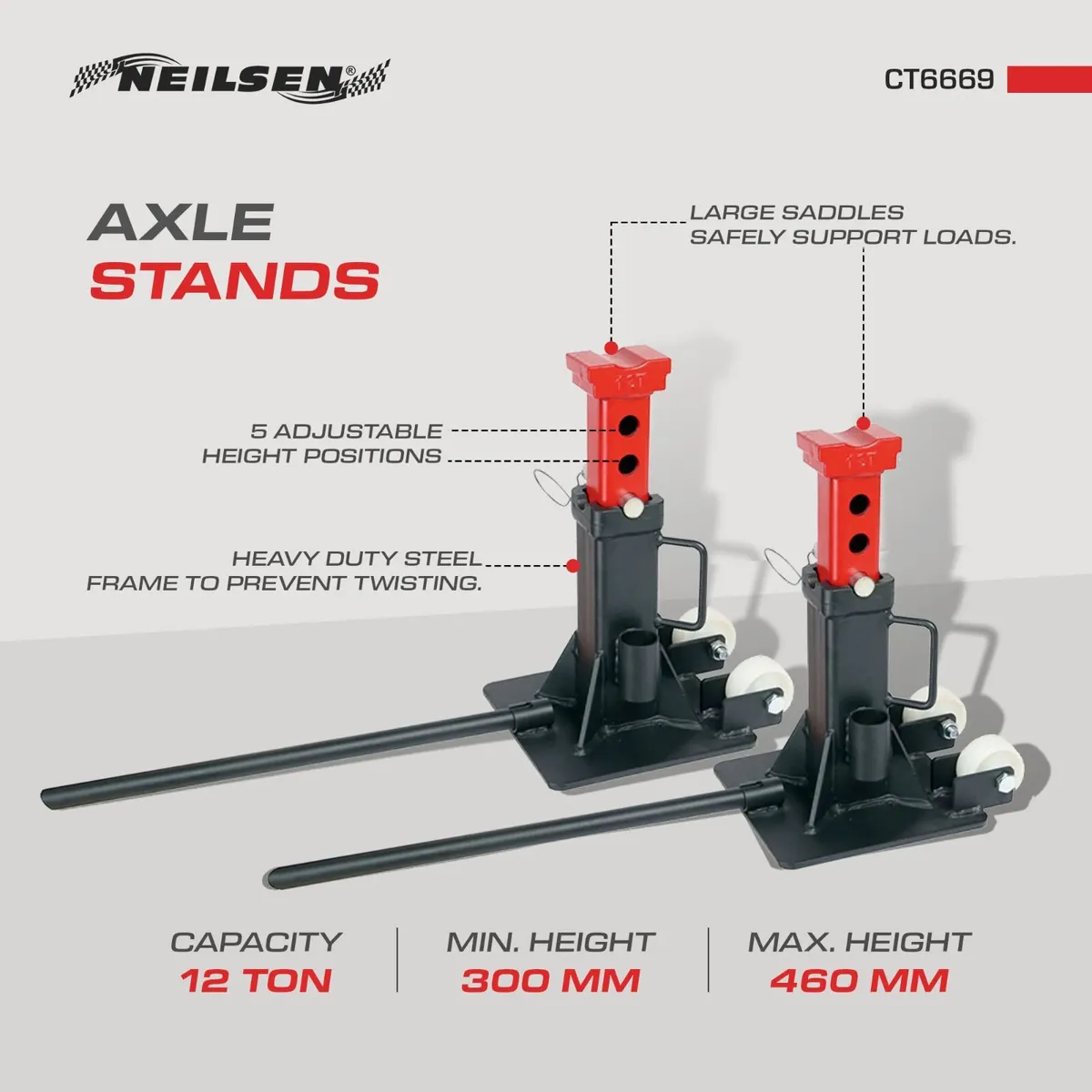 Axle Stands 12-Ton Heavy Duty - Image 3