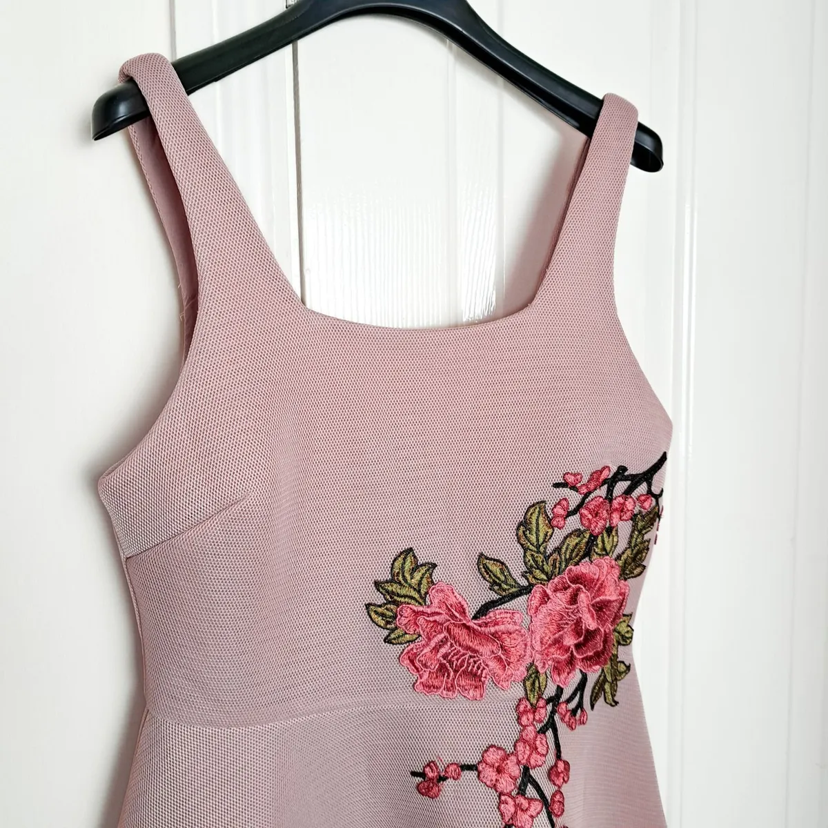 New Look Pink Floral Embroidered A-line Dress 12UK - Image 4