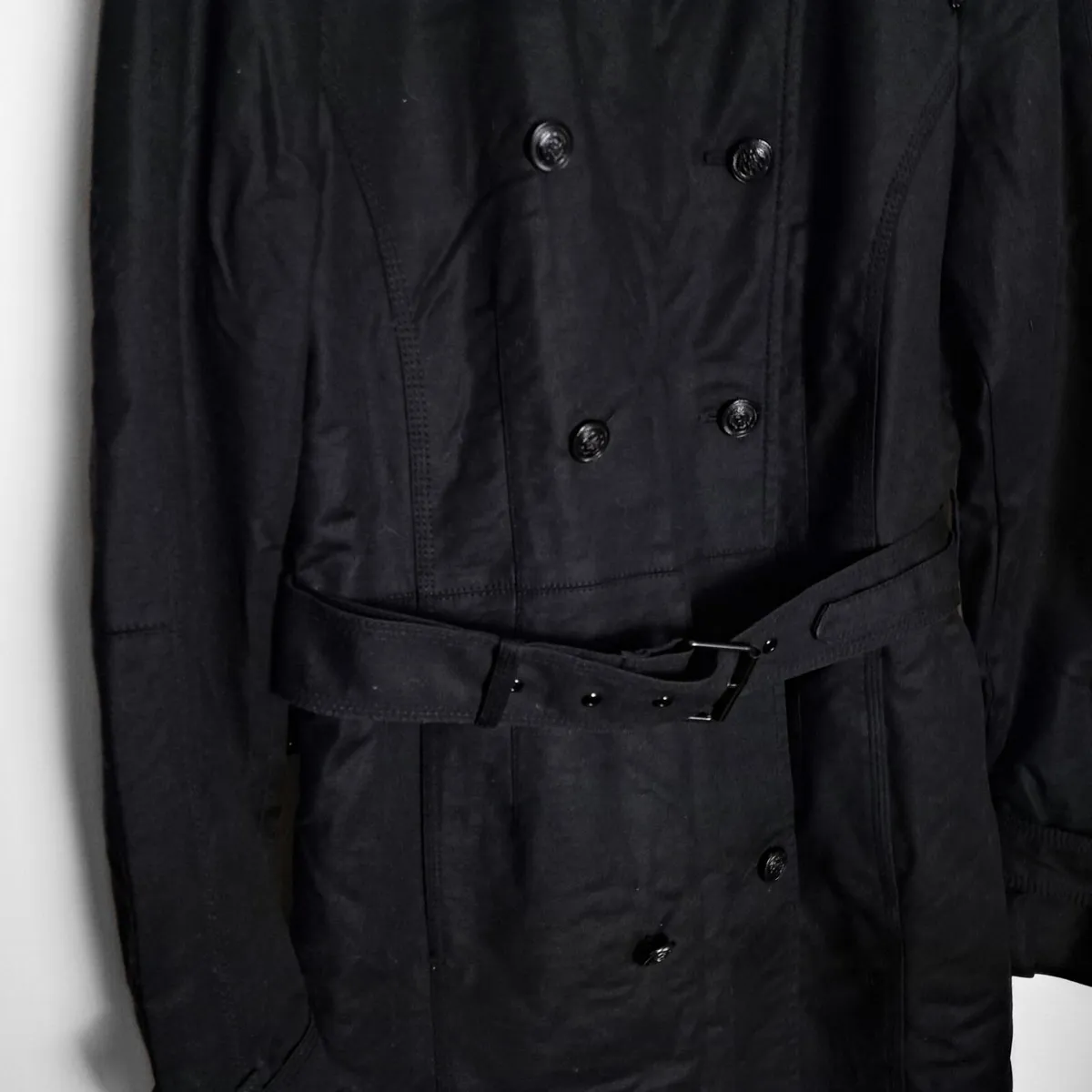 Zara Black Long Trench Coat Size M - Image 4