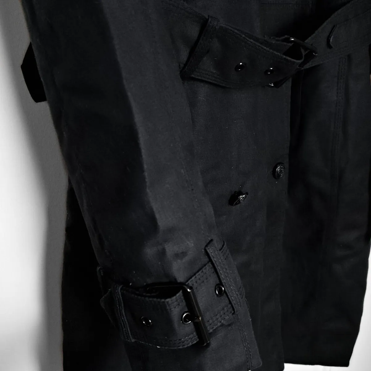 Zara Black Long Trench Coat Size M - Image 3