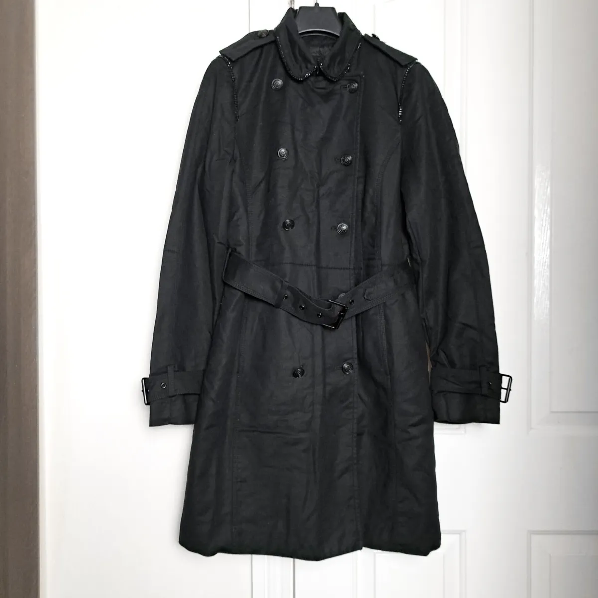 Zara Black Long Trench Coat Size M - Image 1