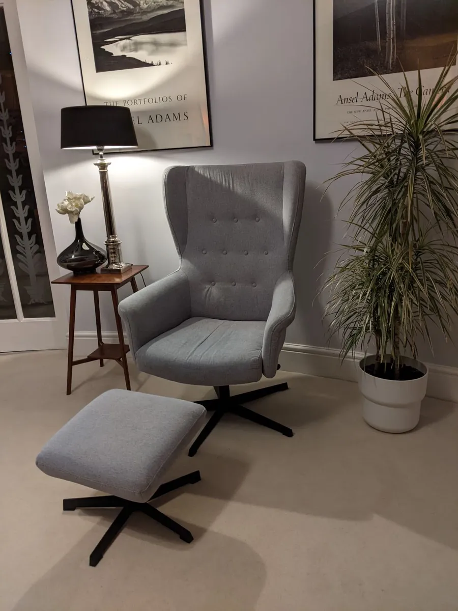 Swivel TV Chair & Stool - Image 1