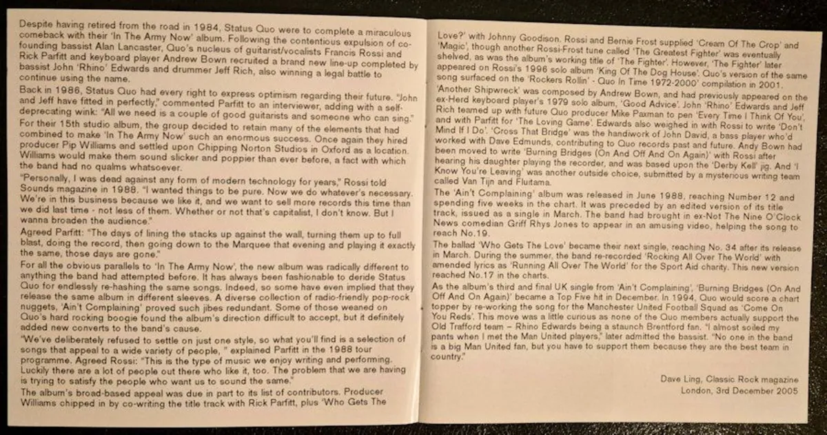 Status Quo - Ain't Complaining - CD - Image 4