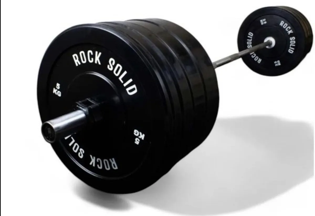 Olympic Barbell & weight plates 127.5kg (new) - Image 1