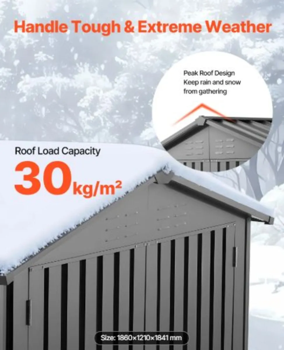 1860 x 1210 x 1841 mm Metal Garden Shed, Outdoor - Image 3