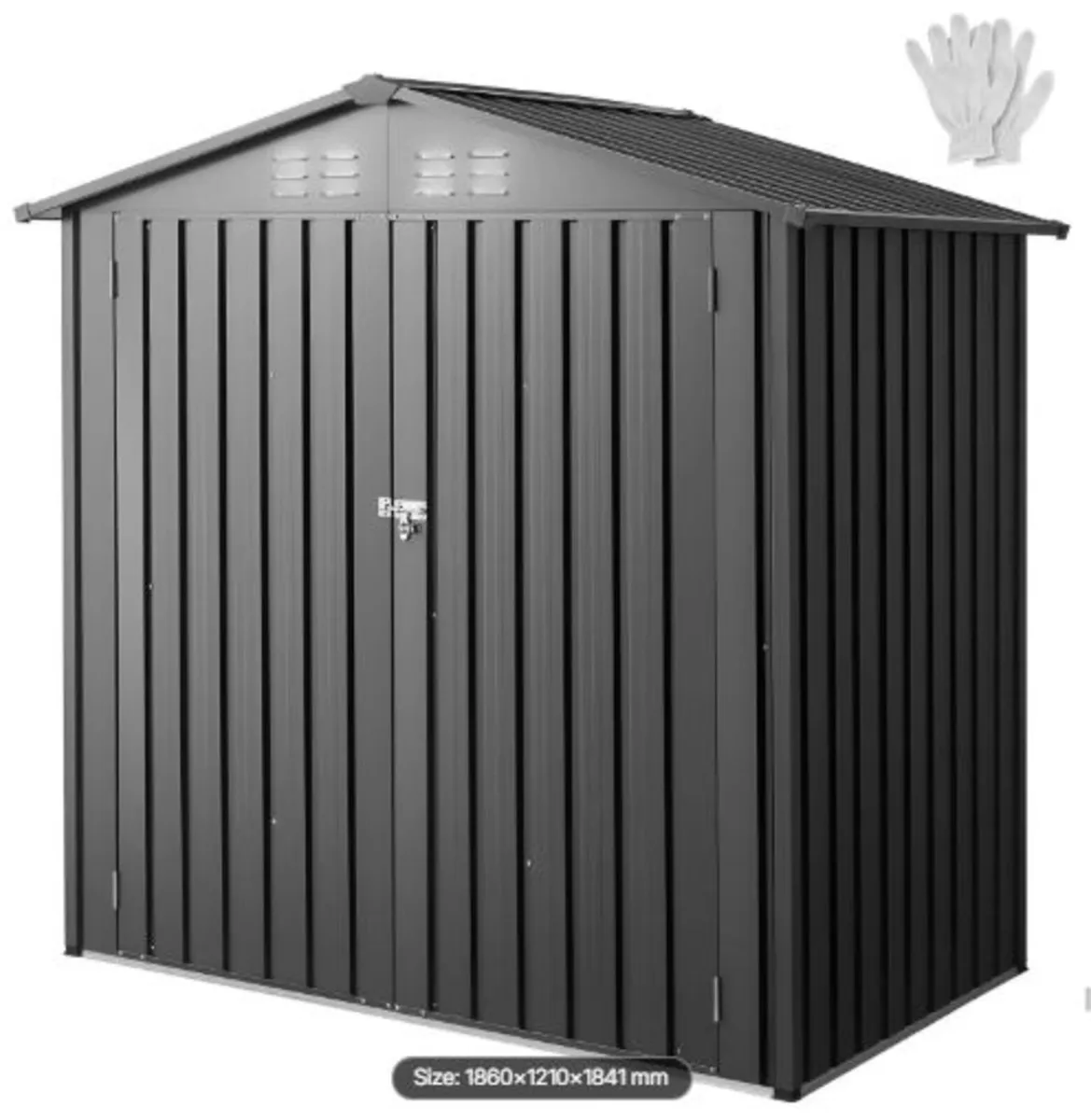 1860 x 1210 x 1841 mm Metal Garden Shed, Outdoor - Image 1