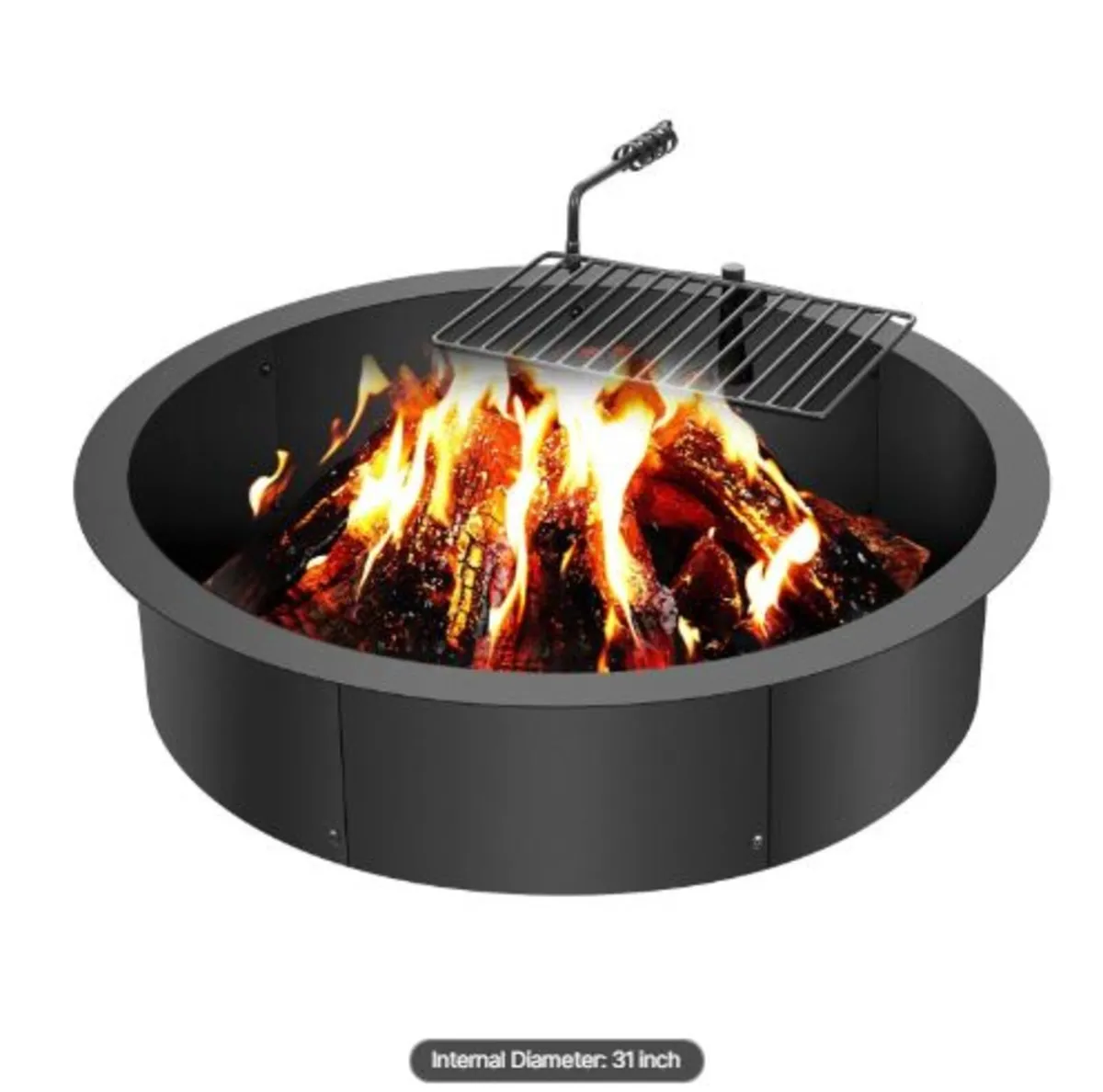 ire Pit Ring, Fire Pit Insert with Barbecue Fire - Image 1