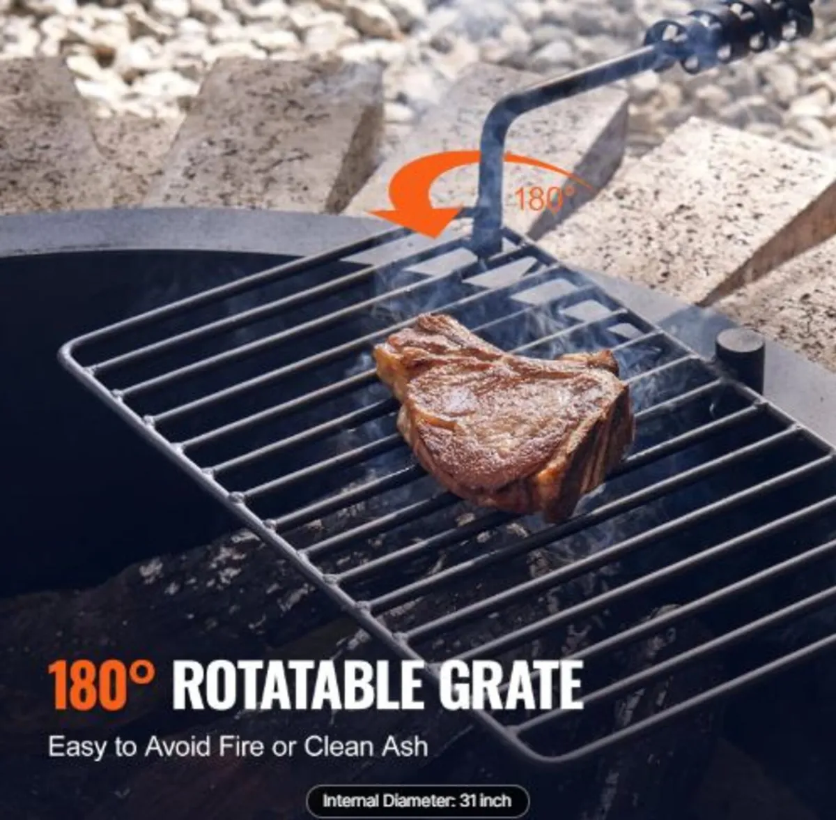 ire Pit Ring, Fire Pit Insert with Barbecue Fire - Image 2