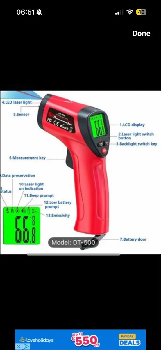 Tool. infrared gun thermometer - Image 1