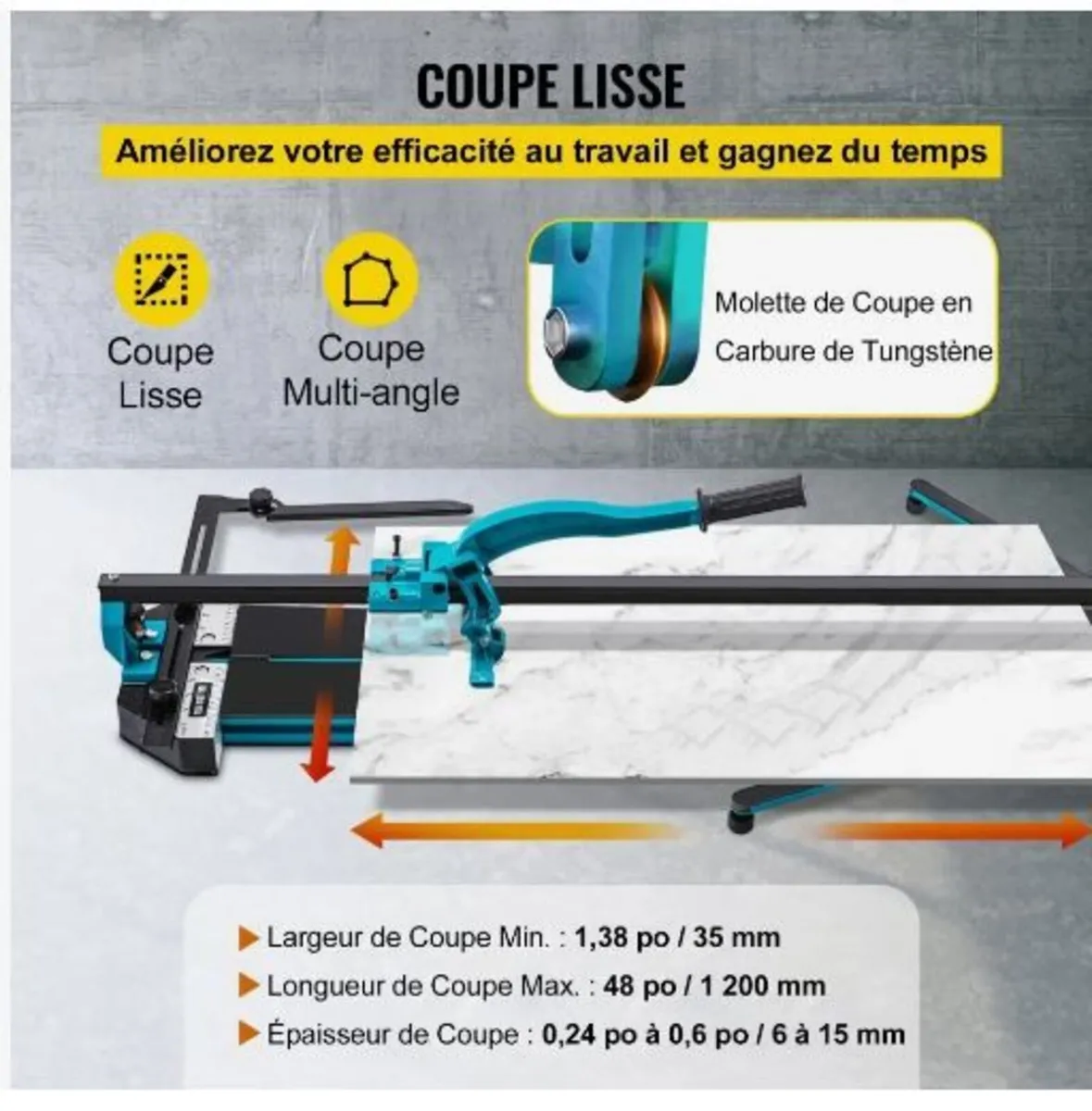 47 Inch Tile Cutter Single Rail Double Brackets - Image 2