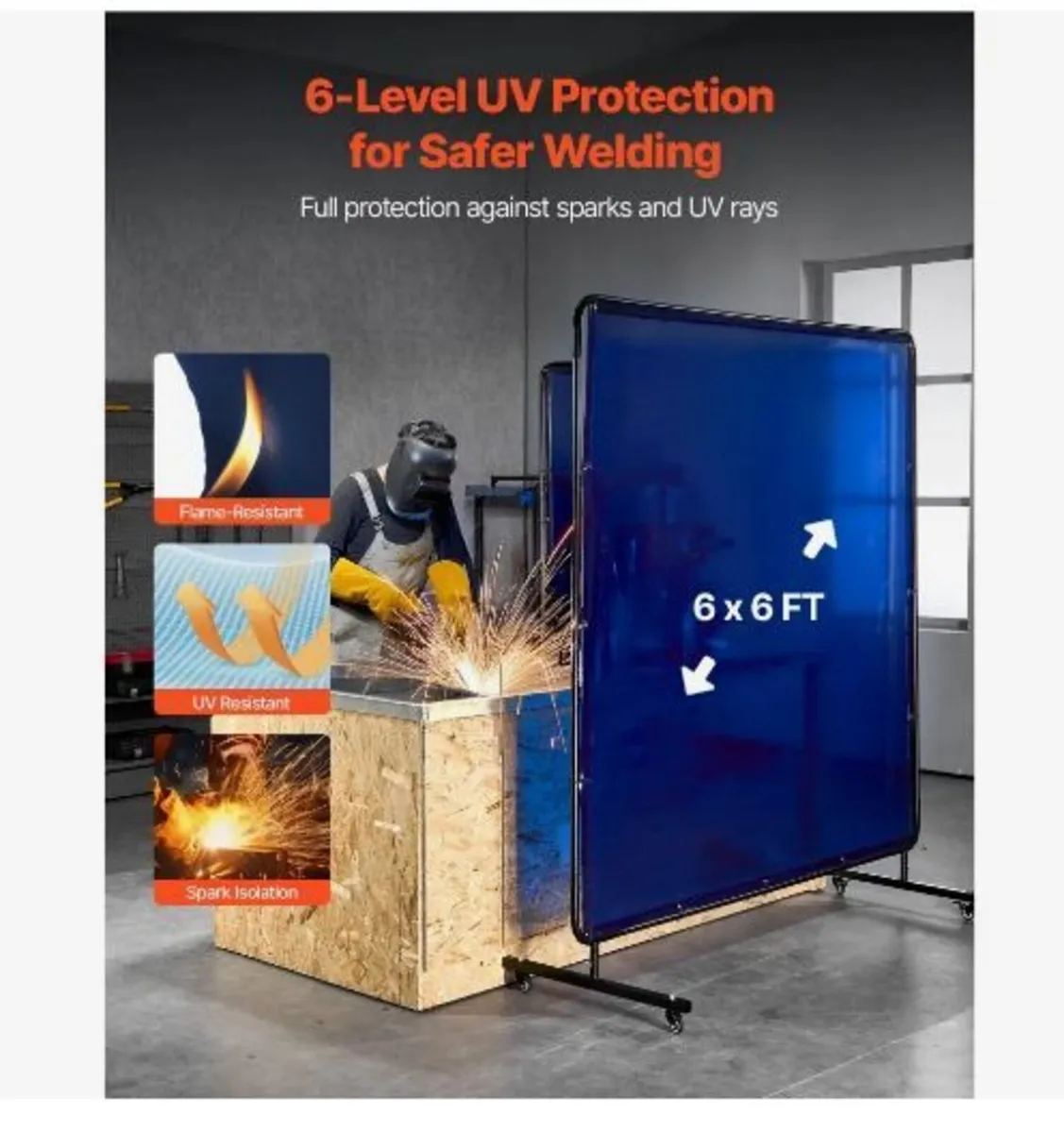 Welding Screen with Frame, 1.74 x 1.74 m - Image 2