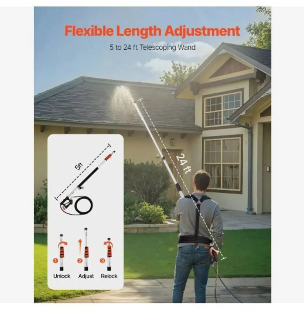 Pressure Washer Telescoping Wand, 24 ft - Image 3