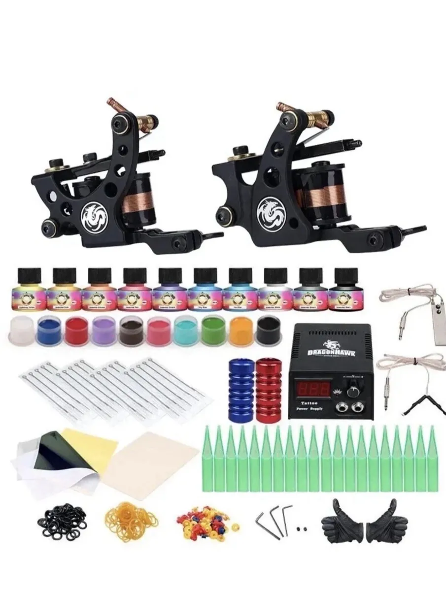 250 piece tattoo starter kit with 2 machines - Image 1